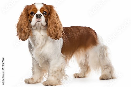 Stampa su tela photo with white background of a king charles spaniel dog