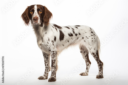 Breton breed dog with white background photo