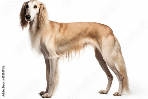 saluki breed dog with white background photo