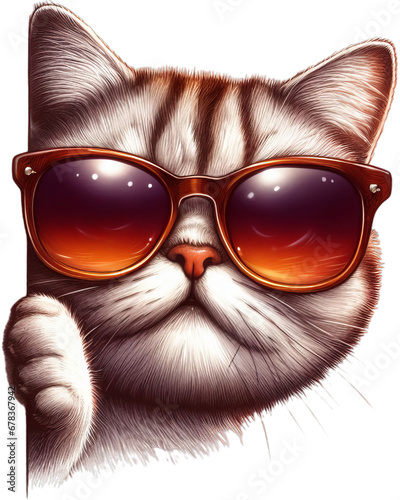 Chic Kitty Chic: A Peek from a Cat in Fabulous Sunglasses