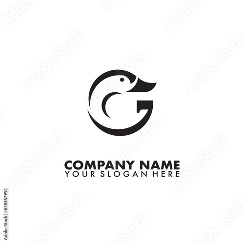 Letter G and Goose logo vector template on isolated background.