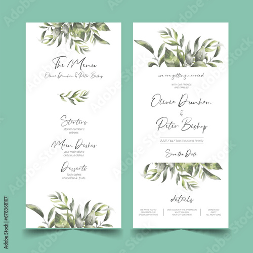 wedding invitation menu template format design vector illustration