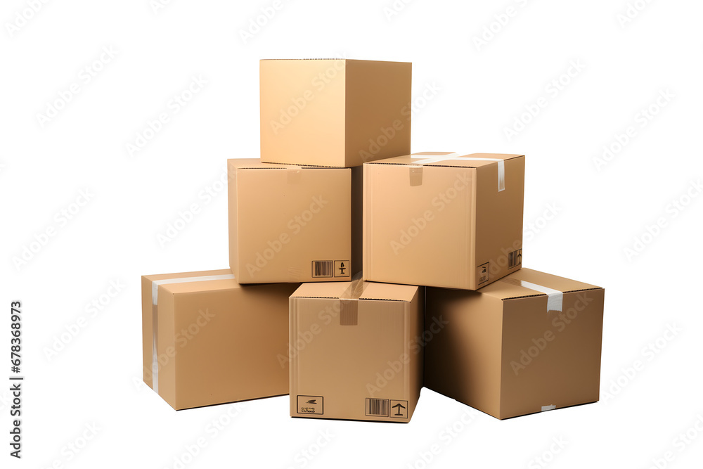 stacked cardboard boxes of various sizes png