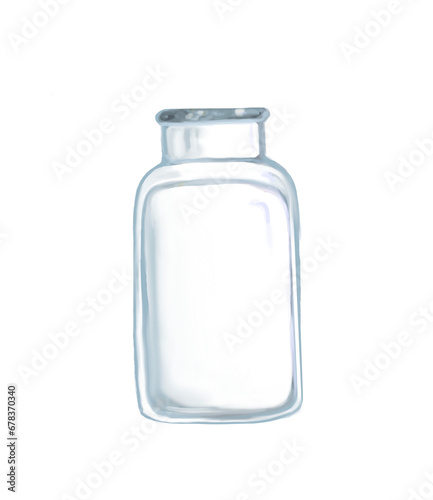 Watercolor empty glass jar for flowers or jam or anything else 