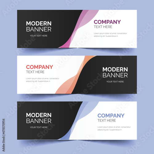 modern banner template with colorful wavy vector design illustration