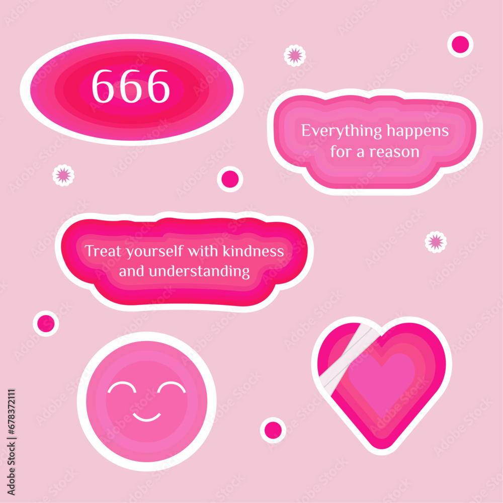 Numerology angel numbers 666 stickers. Set of illustrations for vision board of sunset, flower, plant and motivational quote Numerology angel numbers 666 stickers. Set of illustrations for vision board of sunset, flower, plant and motivational quote