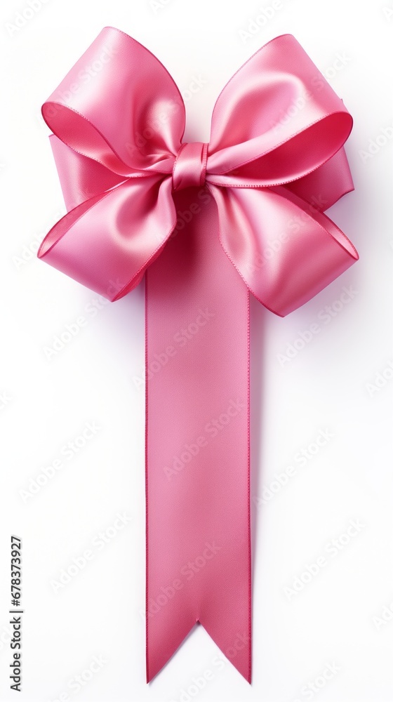 Pink ribbon with bow isolated on white background, birthday or valentine's day Pink ribbon with bow isolated on white background, birthday or valentine's day