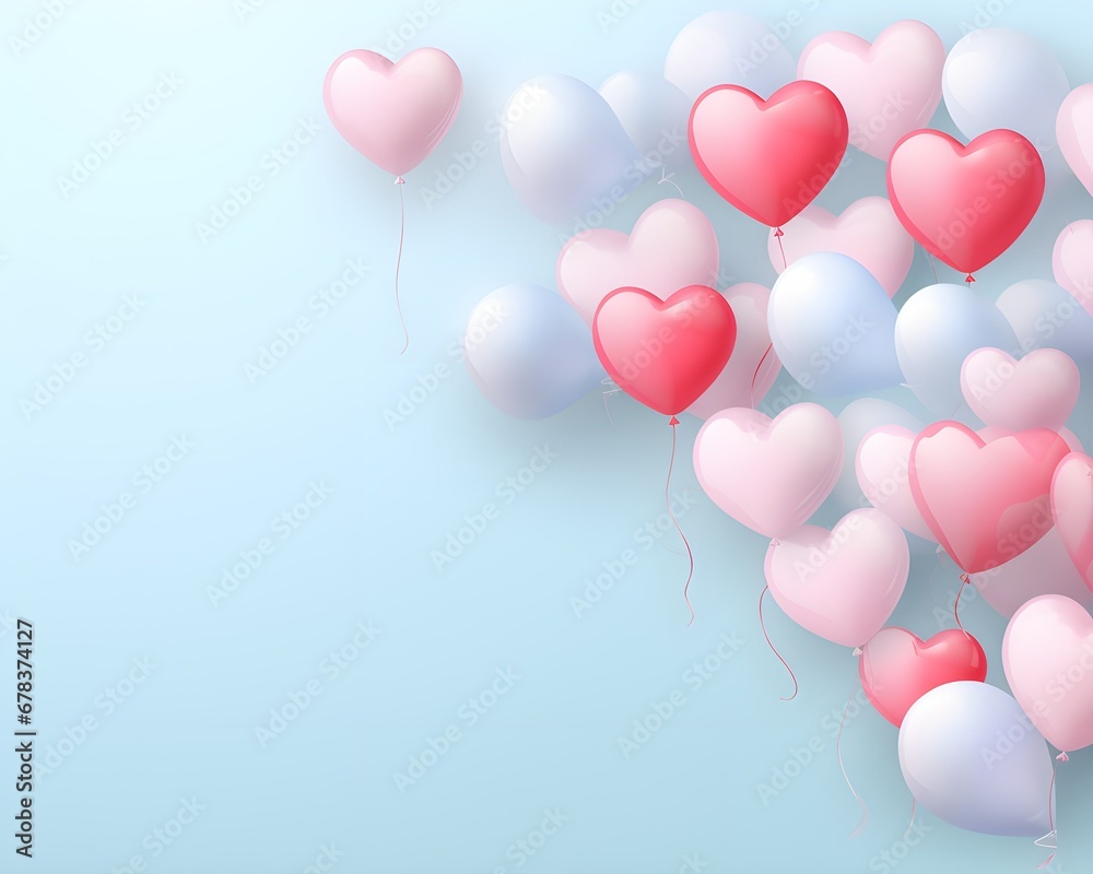 valentine's day background with pastel balloons. Generative AI