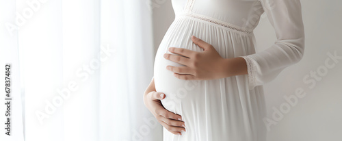 pregnant woman in white dress, AI generated