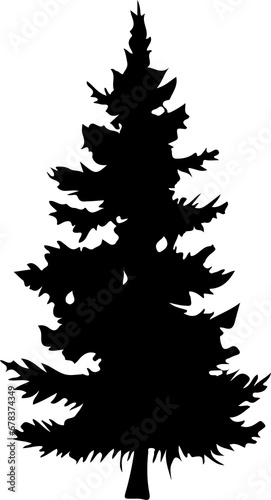 Christmas tree silhouette isolated on white