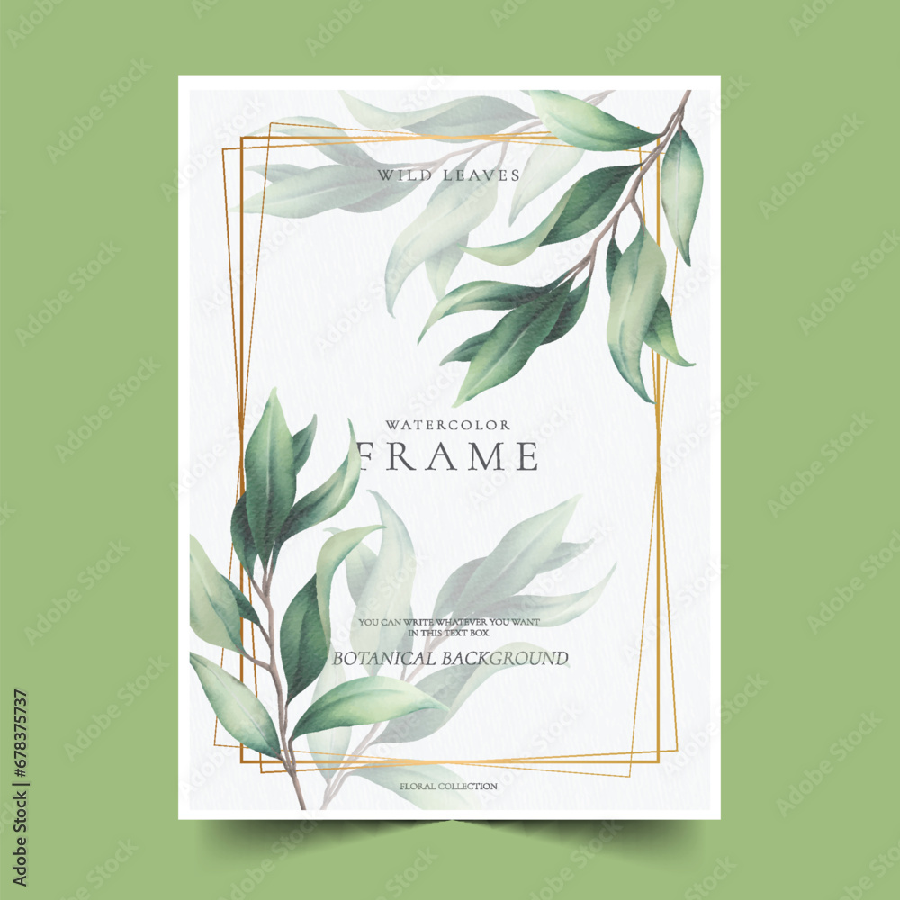 elegant golden frame with beautiful leaves vector design illustration