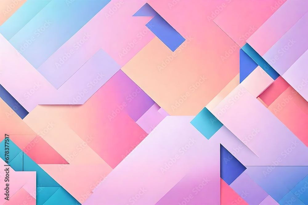 Pastel gradient abstract geometric origami background. colorful flat geometry line style for presentation layout. Blue and pink square template banner. - obrazy, fototapety, plakaty 