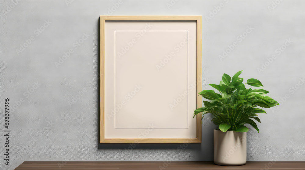 Mockup poster frame close up on wall in home interior background, 3d render. High Image Resolution Mockup poster frame close up on wall in home interior background, 3d render. High Image Resolution