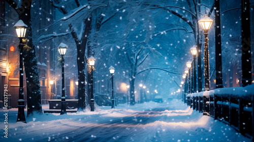 Background Image of Winter Street in City