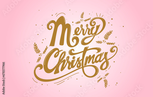 Merry Christmas in pink background for pink christmas lettering for greeting cards, banners, posters, isolated vector illustration. Pink Merry Christmas.