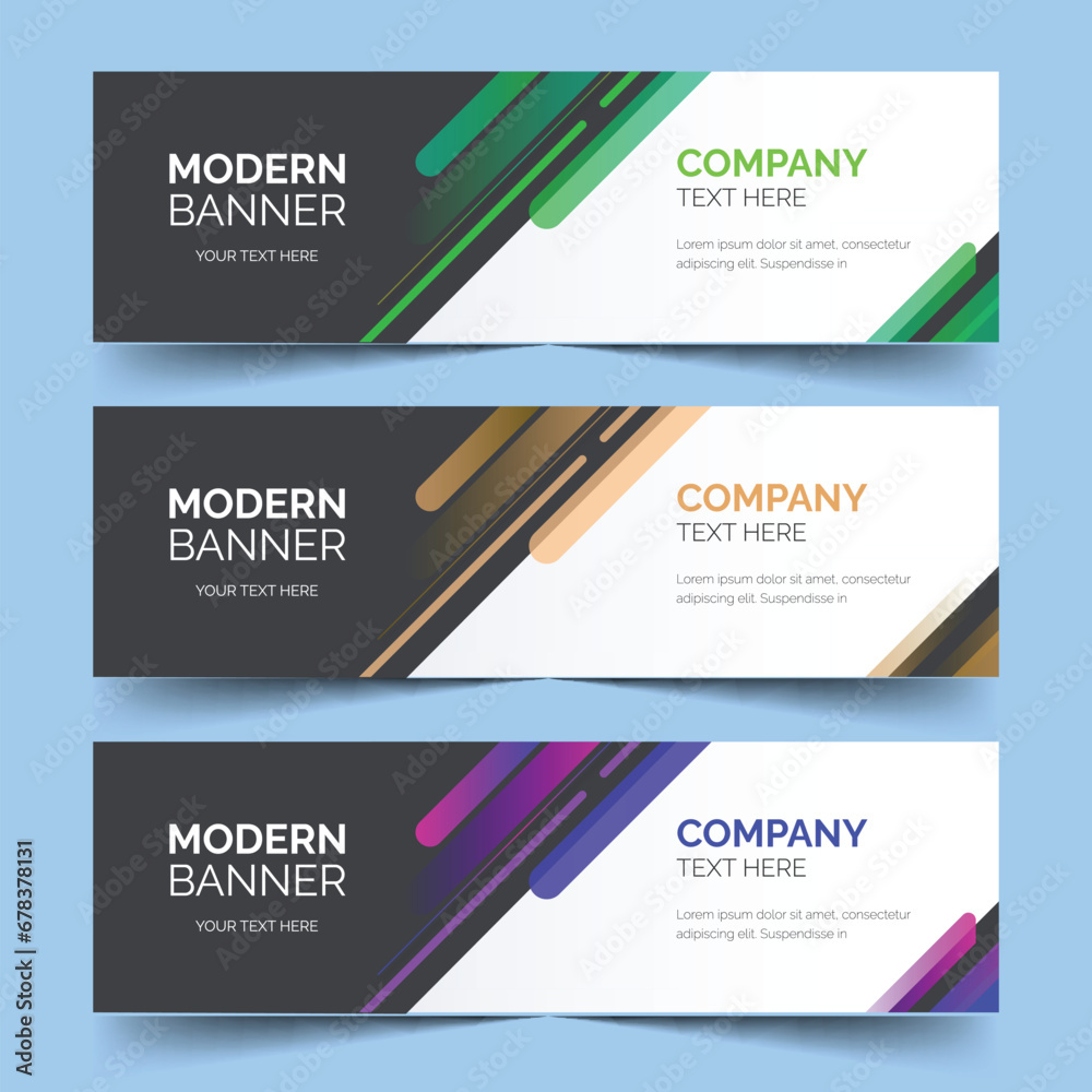 modern colorful banner pack template vector design illustration