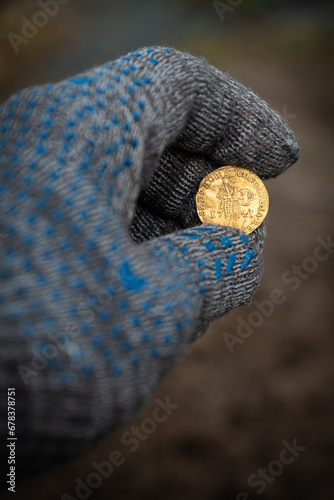 Obraz na płótnie Coin Netherlands 1 ducat 1741 w salonie