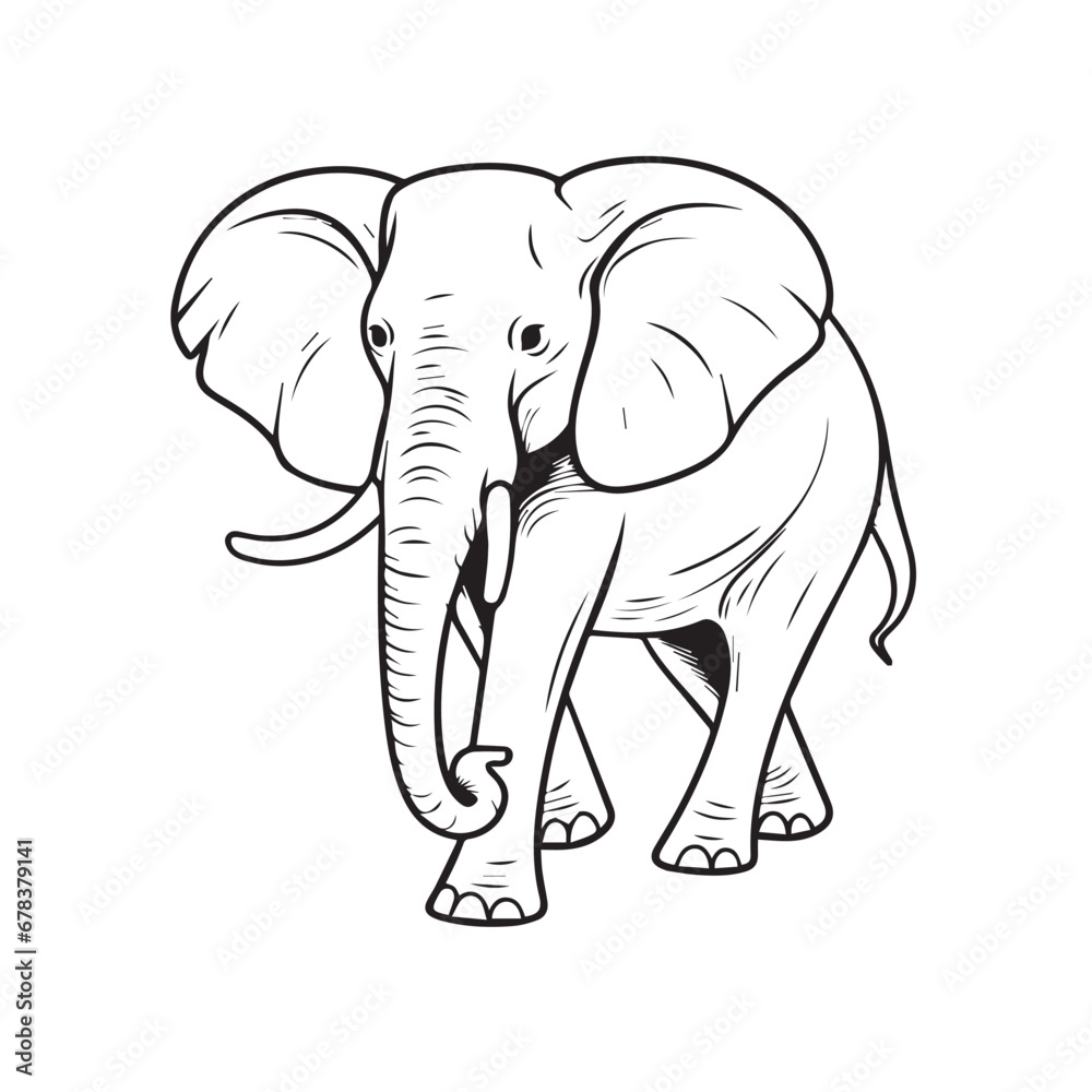 Elephant in cartoon, doodle style. 2d vector illustration in logo, icon style. AI Generative