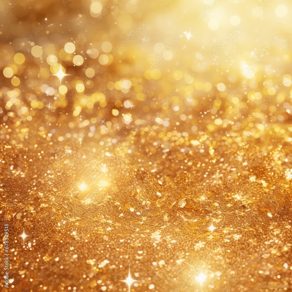 Gold glitter sparkles on a dark background Gold glitter sparkles on a dark background