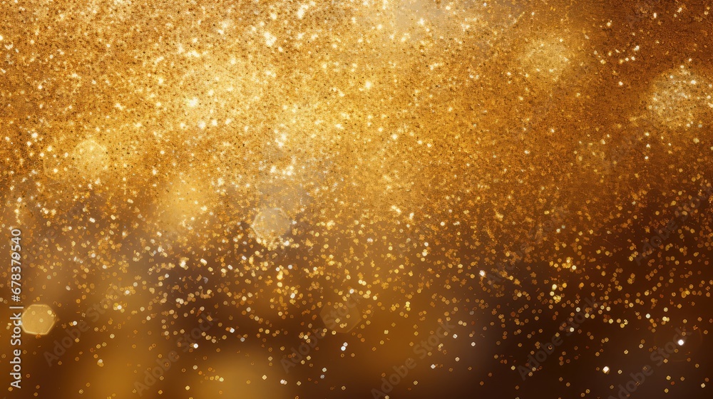 Gold glitter sparkles on a dark background Gold glitter sparkles on a dark background
