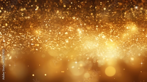 Gold glitter sparkles on a dark background