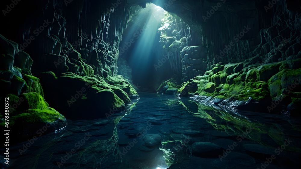 Mossy, Flooded Cave