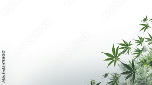 a captivating modern website banner with a minimalist touch  featuring realistic weed buds  hemp on a white background.
