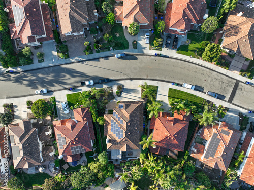 Aerial view of houses in Vista, Carlsbad in North County of San Diego, California. USA
