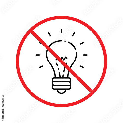 Wallpaper Mural No bulb icon. Forbidden lamp icon. No idea vector sign. Prohibited light vector icon. Warning, caution, attention, restriction flat sign design. Do not turn on light icon label danger ban stop. UX UI Torontodigital.ca