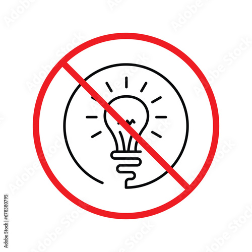 Wallpaper Mural No bulb icon. Forbidden lamp icon. No idea vector sign. Prohibited light vector icon. Warning, caution, attention, restriction flat sign design. Do not turn on light icon label danger ban stop. UX UI Torontodigital.ca