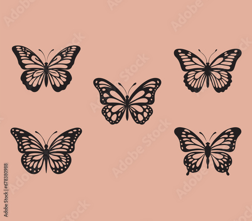 Wallpaper Mural Butterfly Silhouette Set,Print Ready,eps Torontodigital.ca