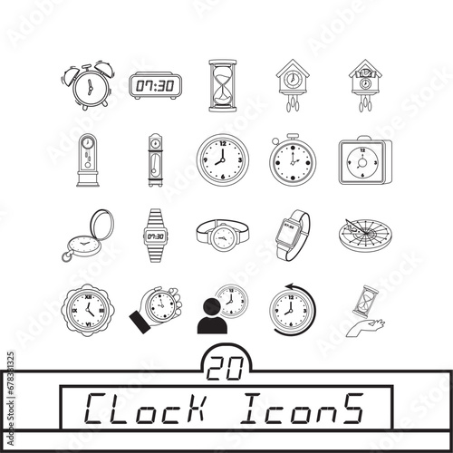 Set of different clock icons Vector