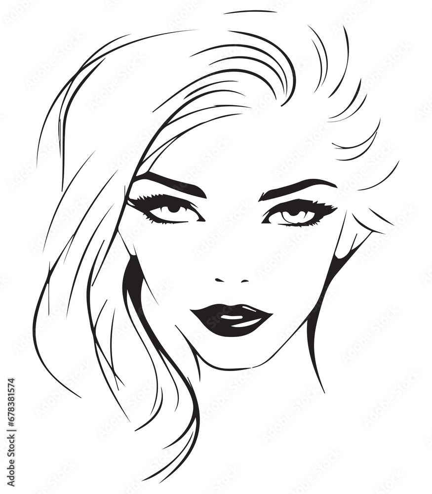 female face vector with minimalist line drawing