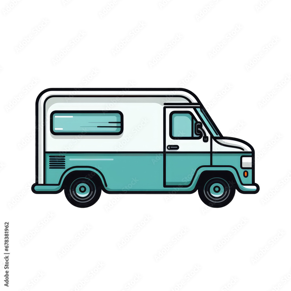  delivery truck . Clipart PNG image . Transparent background . Cartoon vector style . Generative AI 