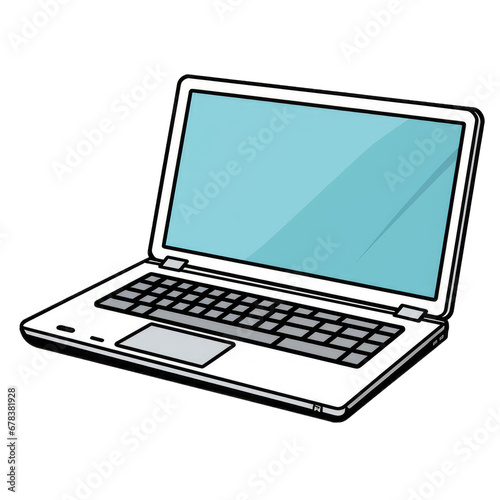 laptop computer . Clipart PNG image . Transparent background . Cartoon vector style . Generative AI 