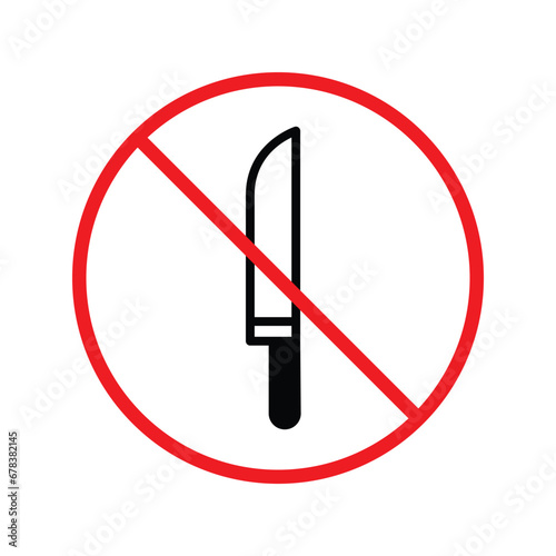 Forbidden knife Prohibited Warning, caution, attention, restriction label danger. DO not use Knife vector icon. Knife flat sign design. No Knife symbol pictogram UX UI