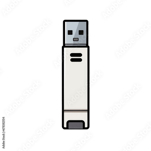 USB flash drive . Clipart PNG image . Transparent background . Cartoon vector style . Generative AI