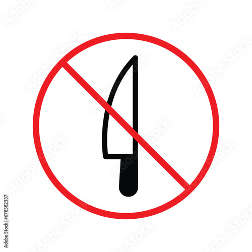 Forbidden knife Prohibited Warning, caution, attention, restriction label danger. DO not use Knife vector icon. Knife flat sign design. No Knife symbol pictogram UX UI