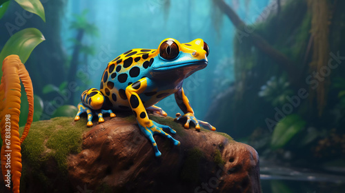 A colorful rainforest poison dart frog photo