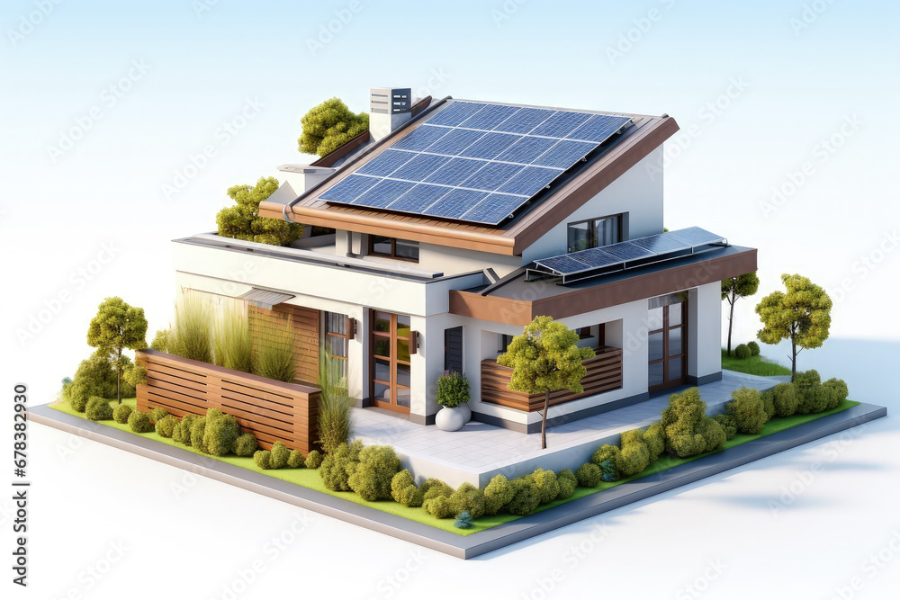 Green Energy: A solar-paneled roof on a modern residence Green Energy: A solar-paneled roof on a modern residence