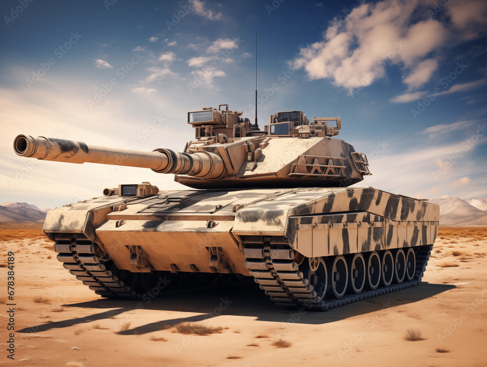 Main battle tank in realistic style. Armored fighting vehicle. Special combat military transport.