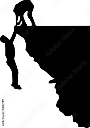 Silhouette - Rettung einer Menschen vor dem Abgrund