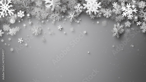 Wallpaper Mural a Christmas composition, featuring a frame made of delicate snowflakes against a cozy gray background, the Christmas, winter, and New Year concept with a flat lay arrangement and top view perspective. Torontodigital.ca