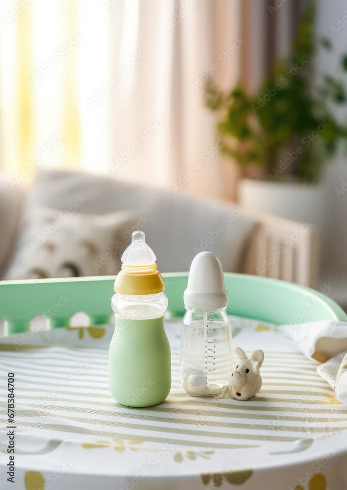 baby bottle, pacifier, milk, baby formula, food, children's room on the background, childhood, newborn, feeding, kid, child, home, comfort, health, birth baby bottle, pacifier, milk, baby formula, food, children's room on the background, childhood, newborn, feeding, kid, child, home, comfort, health, birth