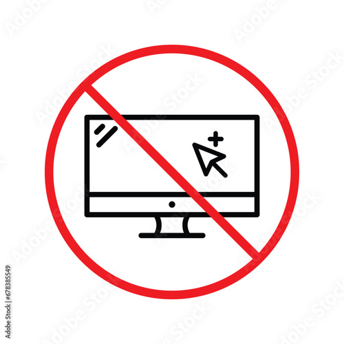 Wallpaper Mural Forbidden Prohibited Warning, caution, attention, restriction label danger. No computer vector icon. Do not use PC sign design. No monitor screen symbol flat pictogram. No computer UX UI Torontodigital.ca