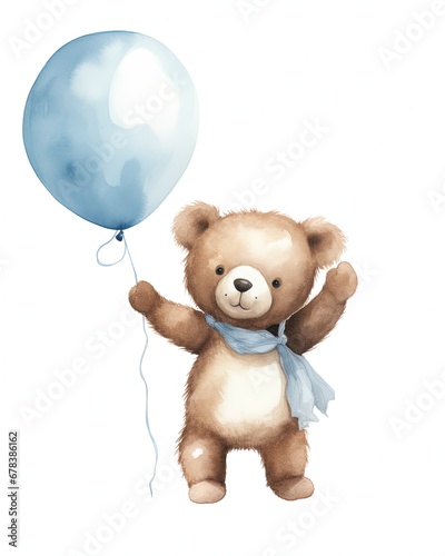 Adorable Brown Bear with Balloon