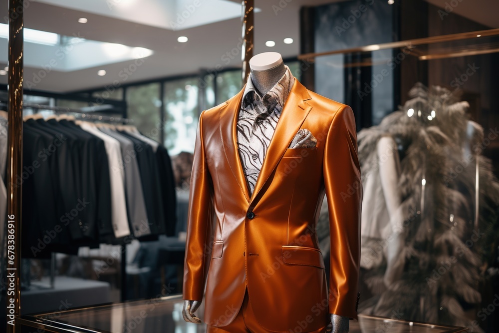 Obraz premium A Classic Suit in tiger color in a Clothing Store.
