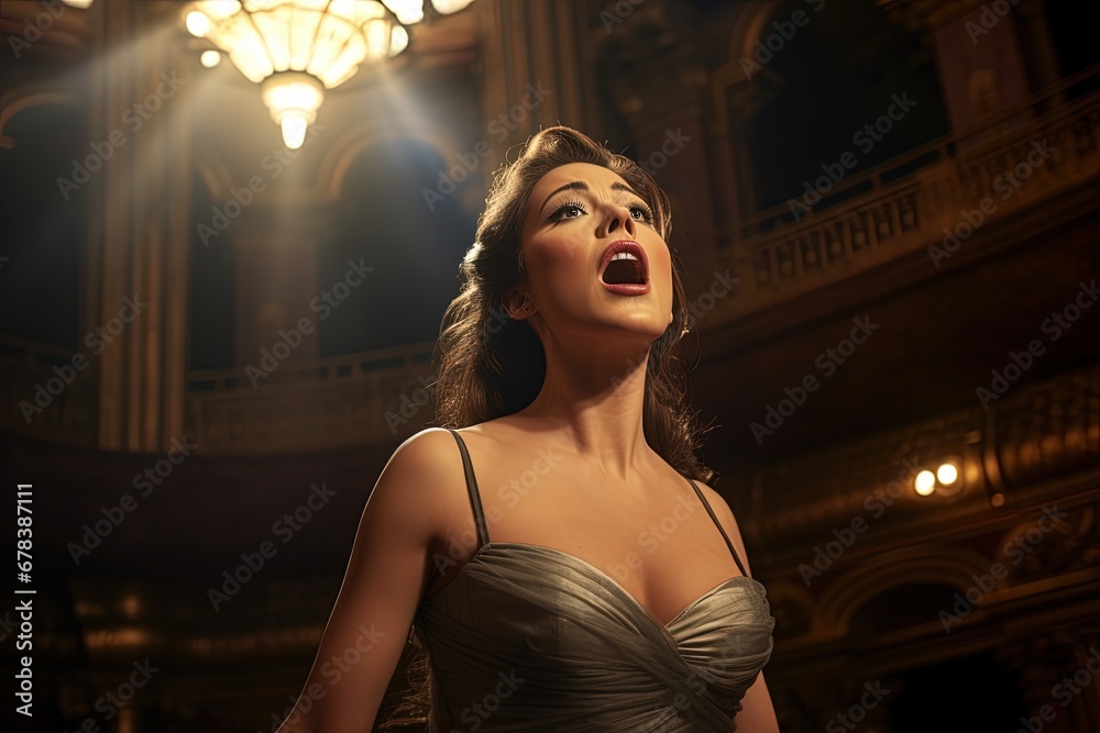 Beautiful female opera singer sings. Stock Photo | Adobe Stock