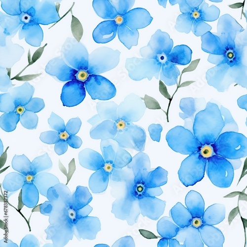 Abstract seamless background of watercolor forget-me-not flowers