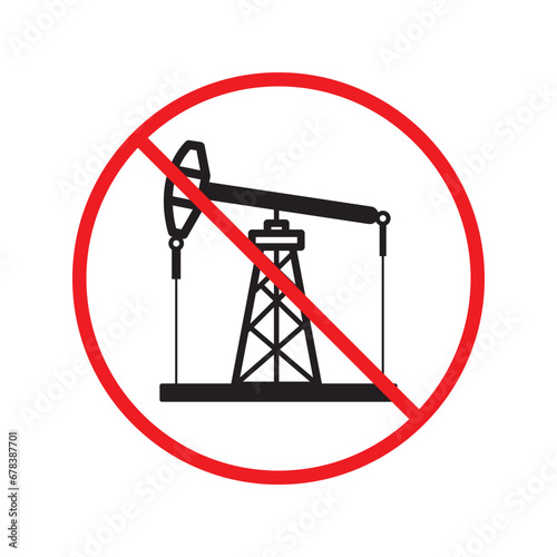 Forbidden Prohibited Warning, caution, attention, restriction label danger. Oil rocking chair vector icon. Do not use Oil pump flat sign design. Petroleum rocking chair symbol pictogram UX UI